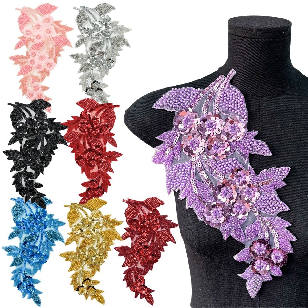 Applique Patch Flower - Fashion 3D Sequin Flower Patches Embroidery