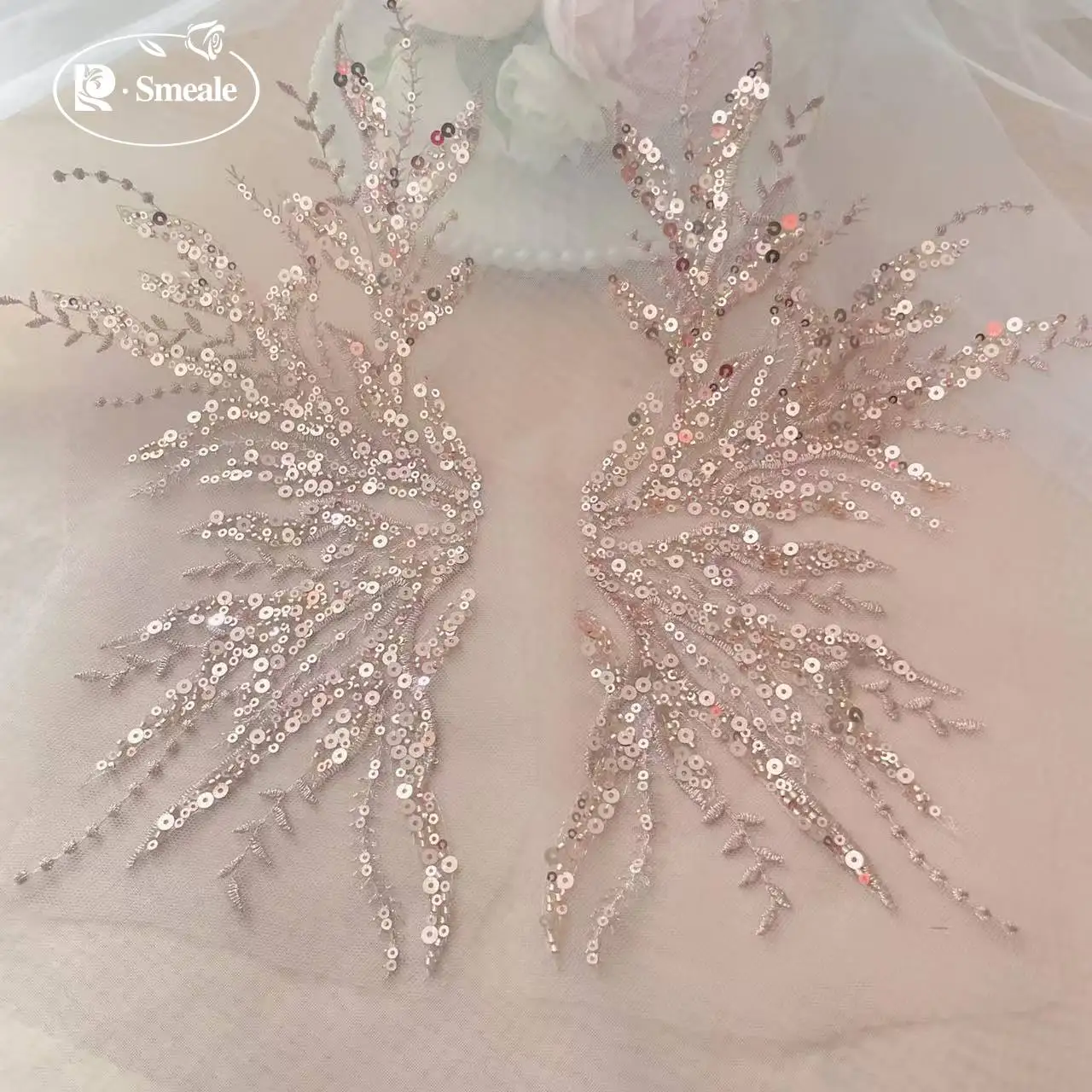 5Pair-2Pair.Rose Gold Sequin T - Applique Patch Flower recension och pris