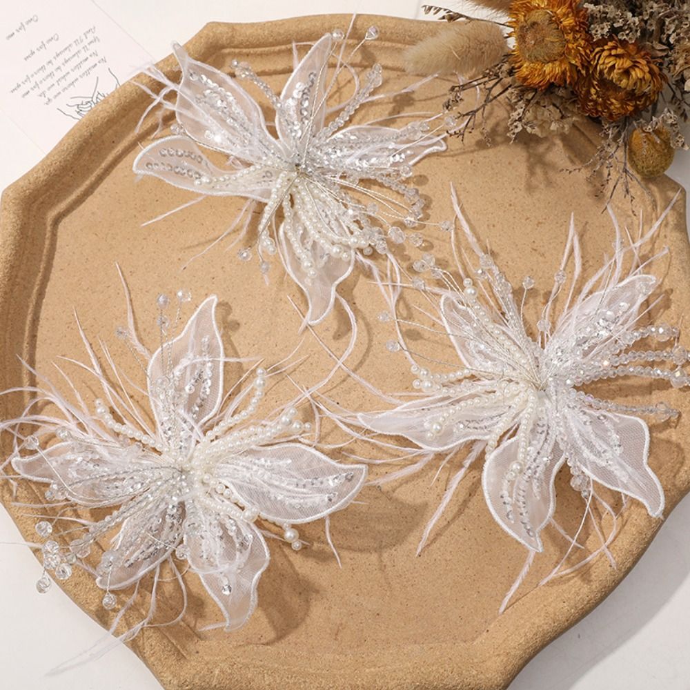 1PC Feather Pearl 3D Organza F - Applique Patch Flower recension och pris