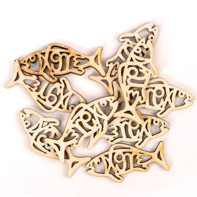 Wooden Cute Fish Shape Arts Pa - Embellishments For Scrapbooking recension och pris