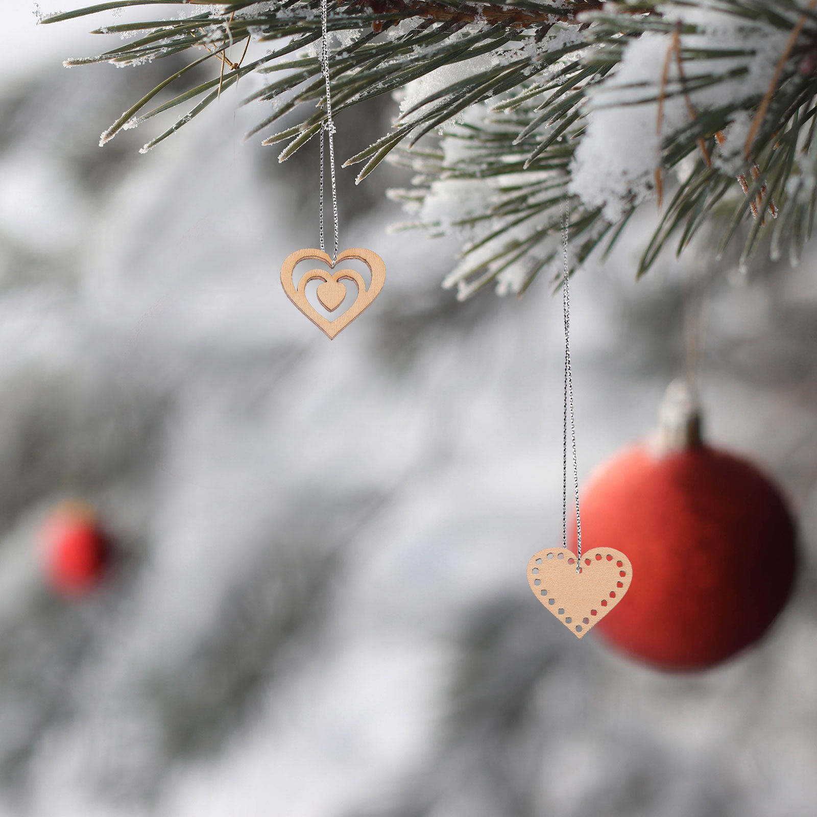 1Set Wooden Heart Slices Hangi - Christmas Craft Embellishment recension och pris