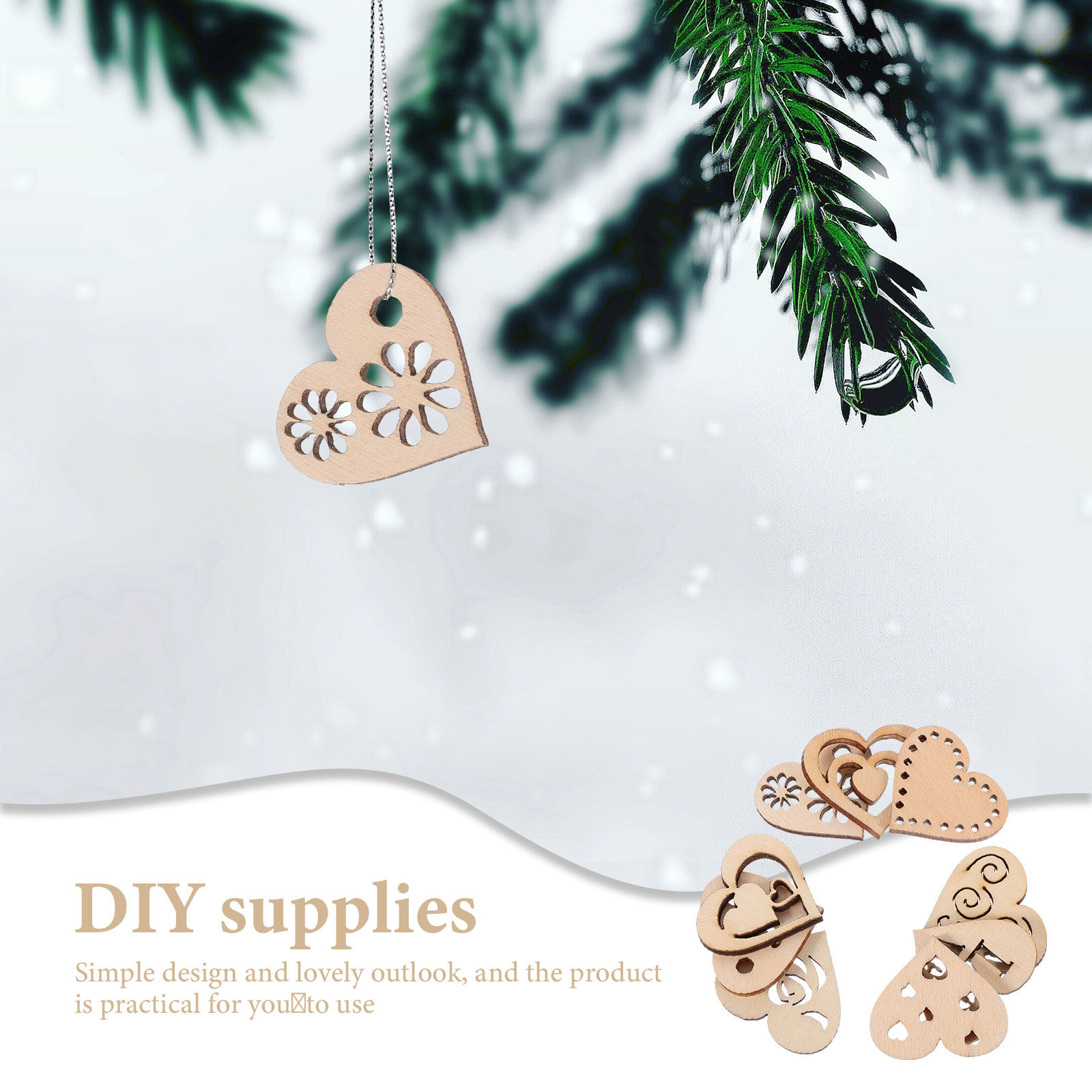 1Set Wooden Heart Slices Hangi - Christmas Craft Embellishment recension och pris
