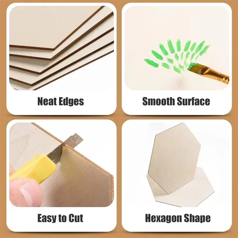 10-120mm Wooden Hexagon Blank  - Christmas Craft Embellishment recension och pris