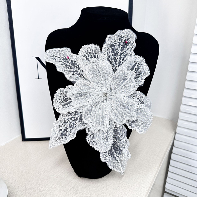 White Lace Sequin Beaded Flowe - Applique Patch Flower recension och pris